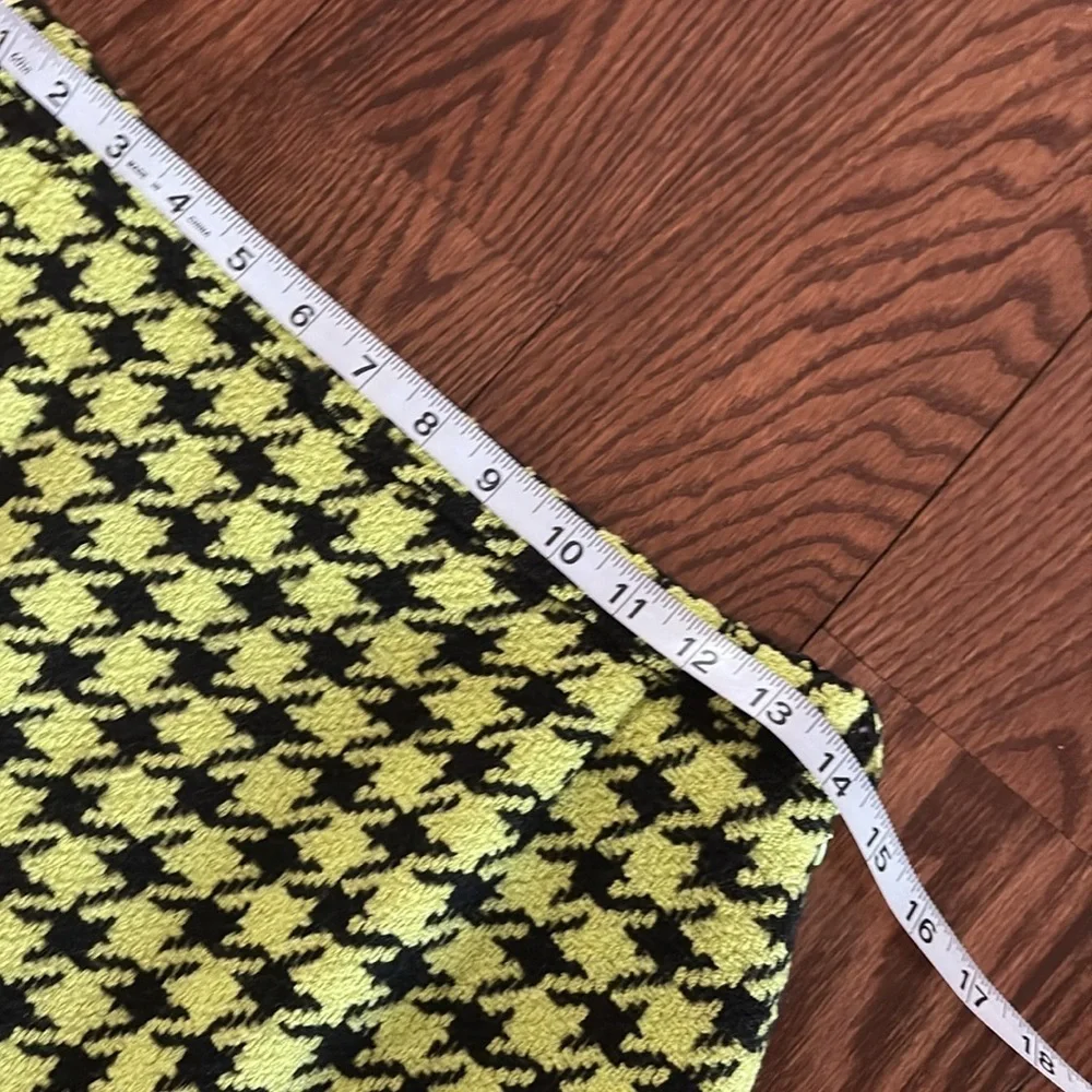 ESCADA wool Houndstooth mini Skirt - Black lime green lined pencil style euro 38